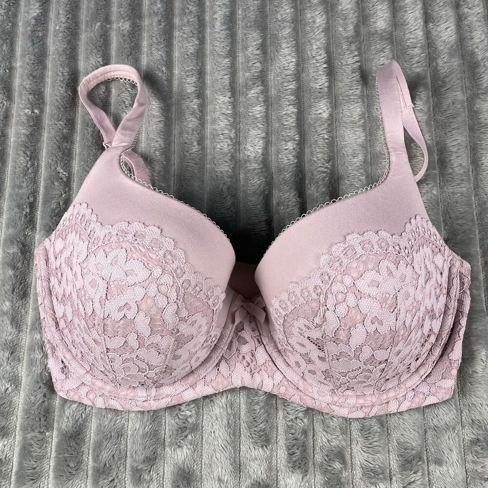 Victoria's Secret 34DDD Bra Body by Victoria Lined Demi Light Purple Mauve Lace